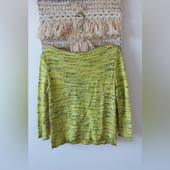 Escada 3/4 Sleeve Knit Boat Neck Blouse Top Green Yellow Size 40 EU - Picture 4 of 4